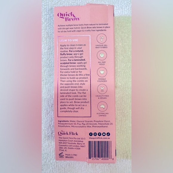 THE QUICK FLICK Clear Quick Brow Sculpting Lamination Gel 8ml BRAND NEW/SEALED - Picture 3 of 3